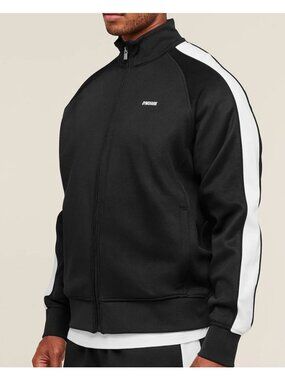 Gymshark Black & White Full-Zip Tricot Track Jacket XXL Men's Polyester Blend